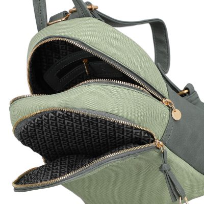 Rucsac Verde Dama din Piele Eco cu 2 Compartimente si Buzunar Frontal - BS2328LLCA230262