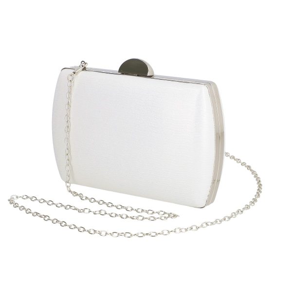 Clutch Argintiu - Geanta evenimente de dama din material sintetic argintiu inchidere cu accesoriu metalic BS8090Z2304027