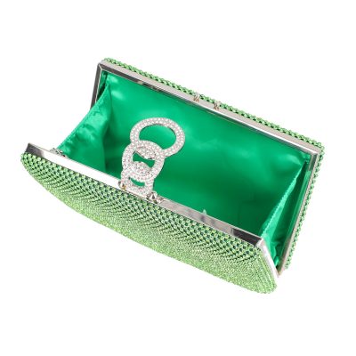 Geanta de dama din material sintetic verde model cu cristale inchidere accesoriu metalic BS8082Z2305205