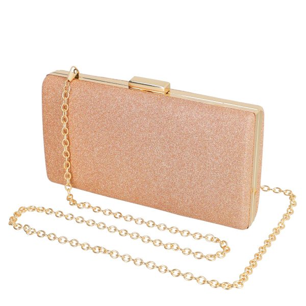 Clutch-uri de Seara - Geanta de evenimente femei din material sintetic champagne cu bretea lantisor BS5832LK2305228