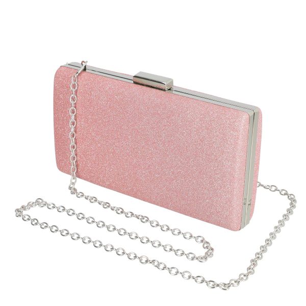 Clutch-uri de Seara - Geanta de evenimente femei din material sintetic roz cu bretea lantisor BS5832LK2305225