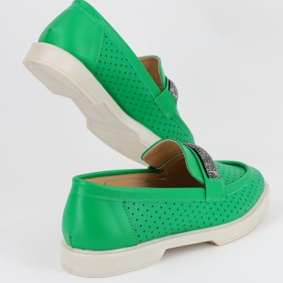 Mocasini dama cu perforatii Verde - BS701BA2304194