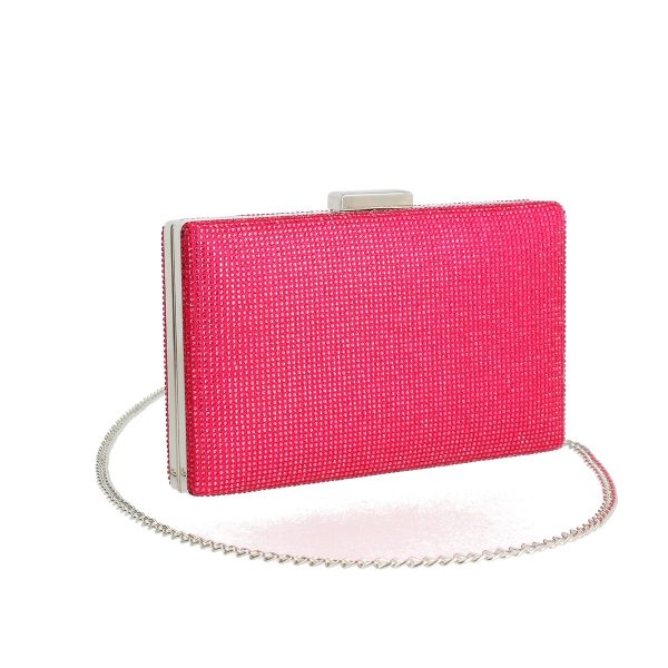 Clutch Roz - Geanta de evenimente femei din material sintetic cu pietre fucsia BS5839LK2306743