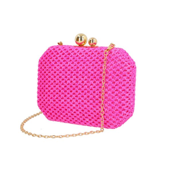 Clutch-uri de Seara - Geanta evenimente de dama din material sintetic fucsia inchidere cu accesoriu metalic BS4822SX2306759