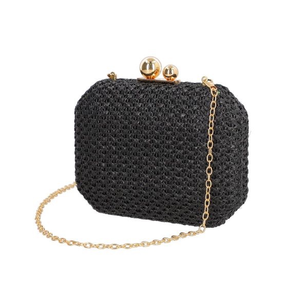 Clutch-uri de Seara - Geanta evenimente de dama din material sintetic negru inchidere cu accesoriu metalic BS4822SX2306761