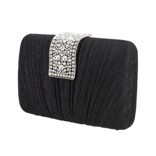 Clutch Negru - Geanta evenimente de dama din material sidefat negru inchidere cu accesoriu pietre BS8810Z2306755