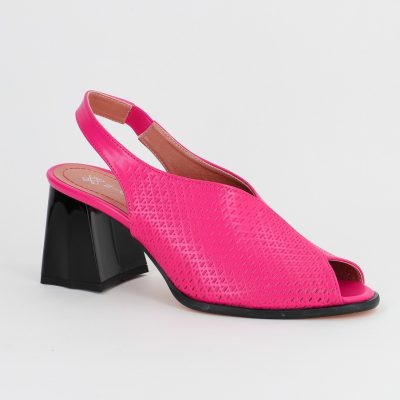 Pantofi Dama cu Toc Gros Varf Rotund Piele Ecologica Fuchsia (BS642SN2305475)