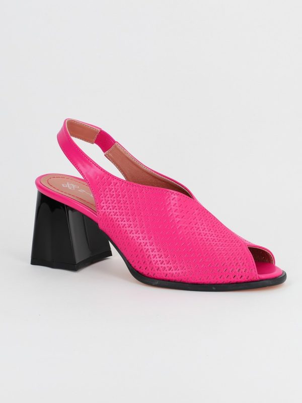 Incaltaminte Dama - Pantofi Dama cu Toc Gros Varf Rotund Piele Ecologica Fuchsia (BS642SN2305475)