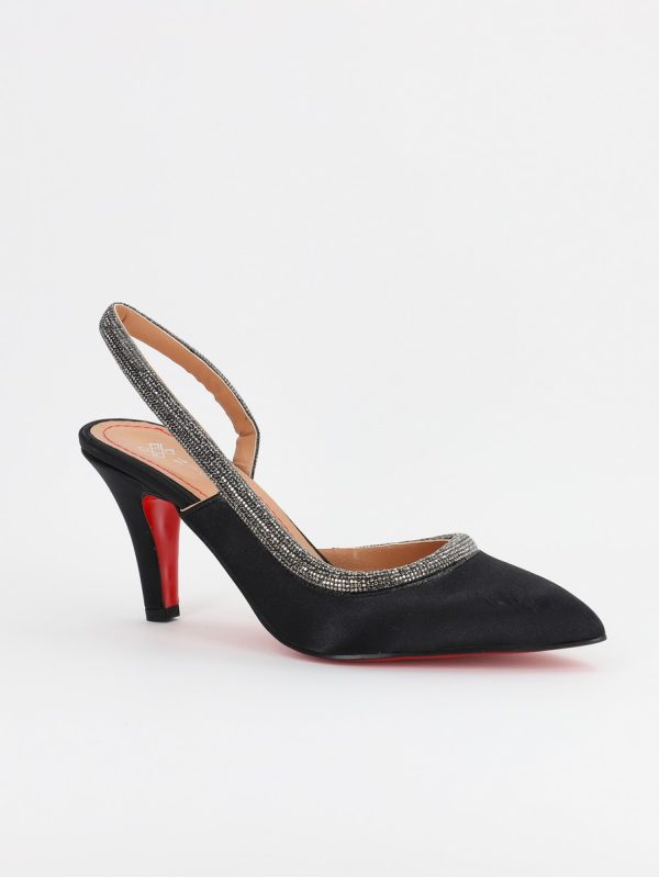 Incaltaminte Dama - Pantofi Dama cu Toc subtire varf ascutit Negru Platina (BS707AY2305512)