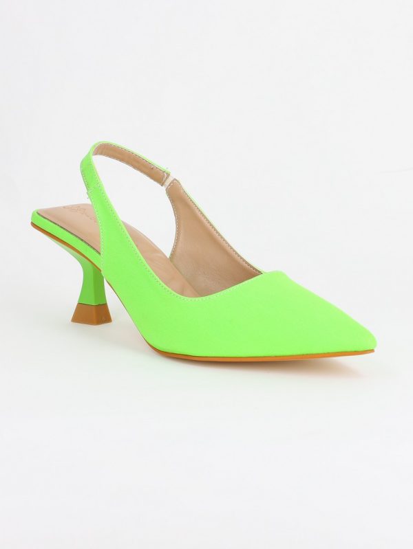 Incaltaminte Dama - Pantofi Dama cu Toc varf ascutit Piele Eco verde lemon (BS8918AY2305446)