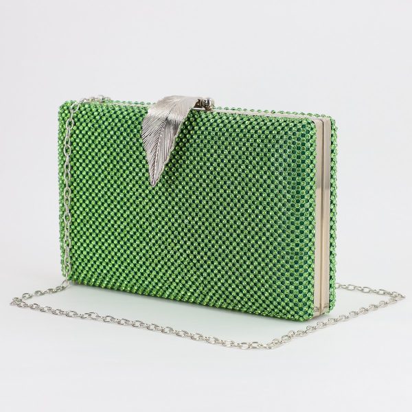 Clutch cu Pietre - Geanta dama de evenimente speciale cu cristale Verde (BS8084V2306715)