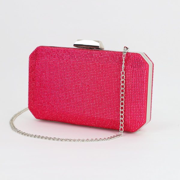 Clutch cu Pietre - Geanta dama de evenimente speciale cu pietricele fuchsia BS5837LK2306734