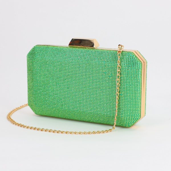 Clutch cu Pietre - Geanta dama de evenimente speciale cu pietricele verde BS5837LK2306735