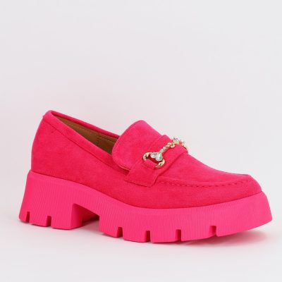 Mocasini Dama tapla groasa cu pietricele Fuchsia (BS1708G2307044)