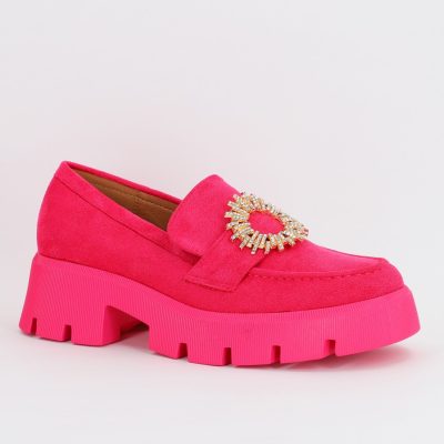 Mocasini Dama tapla groasa cu pietricele Fuchsia (BS1709G2307033)