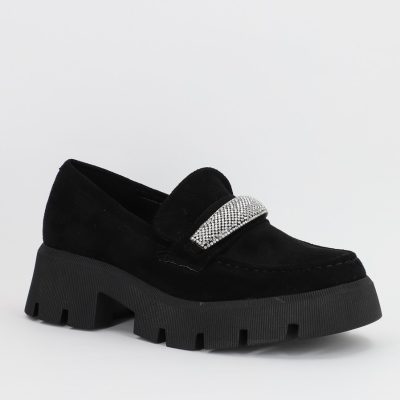 Mocasini Dama tapla groasa cu pietricele negru (BS1710G2307041)