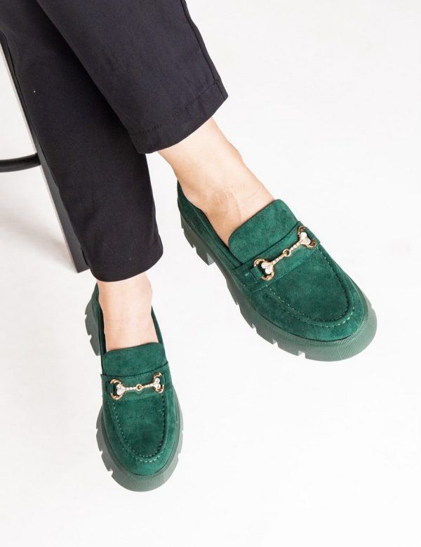 Mocasini Dama tapla groasa cu pietricele Verde (BS1708G2307043) 141