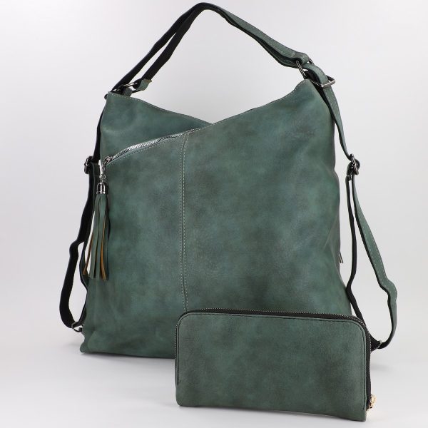 Set Geanta si Portofel - Set Geanta cu Portofel Shopper Tip Rucsac Verde menta (BS373SH2306708)