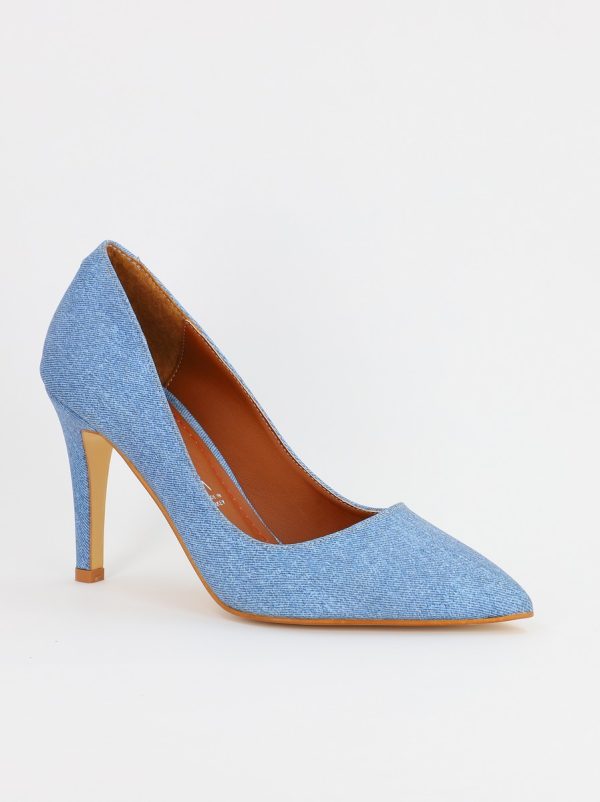 Incaltaminte Dama - Pantofi Dama cu Toc subtire stiletto albastru deschis denim (BS799AY2308102)