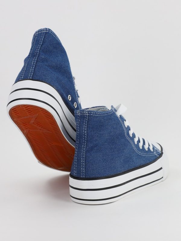 Pantofi sport pentru femei de tip teniși de culoare albastru denim design înalt BS308A2307155 144