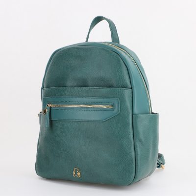 Rucsac dama piele ecologica cu buzunare frontale si laterale Verde Lulu Castagnette BS2347RU2307210