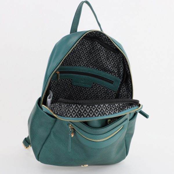 Rucsac dama piele ecologica cu buzunare frontale si laterale Verde Lulu Castagnette BS2347RU2307210 143