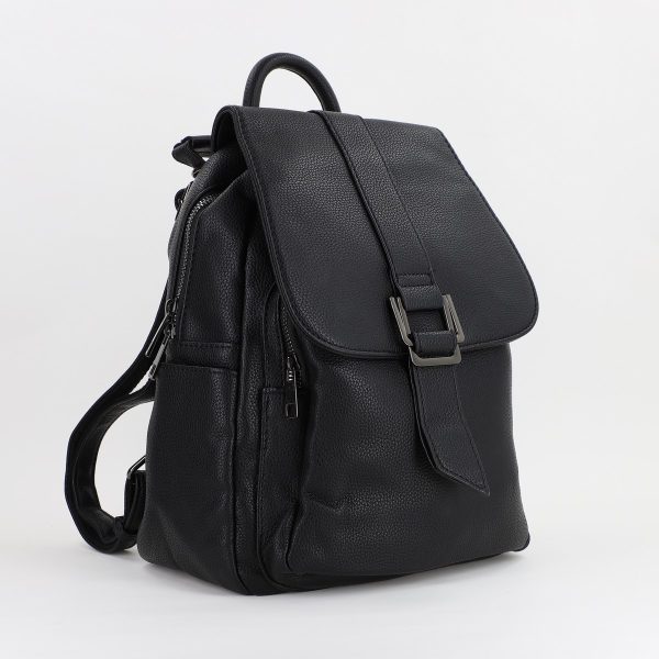 Genti Dama - Rucsac dama piele ecologica cu buzunare laterale si frontal Negru MariaC BS432MS2307308