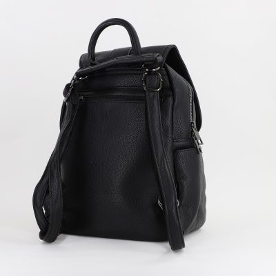 Rucsac dama piele ecologica cu buzunare laterale si frontal Negru MariaC BS432MS2307308