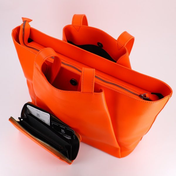 Set Geanta Shopper cu Portofel Piele Ecologica Portocaliu (BS49SET2308204) 142