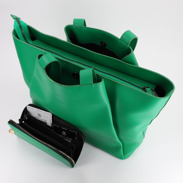 Set Geanta Shopper cu Portofel Piele Ecologica Verde (BS49SET2308201) 142