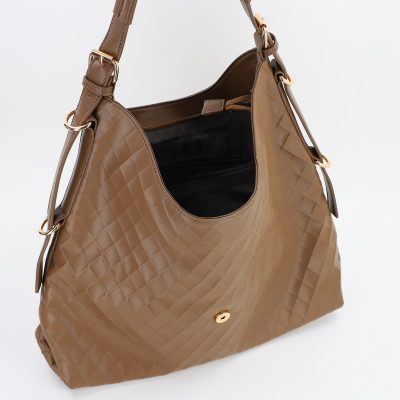 Geanta din piele ecologica Taupe dama tip shopper David Jones