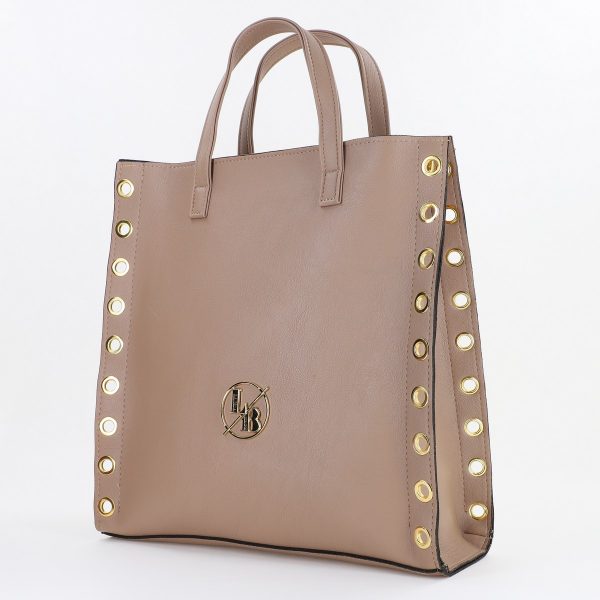 Geanta Dama Shopper Piele Ecologica Taupe cu Doua Compartimente Laura Biaggi BS123JS23090369 142