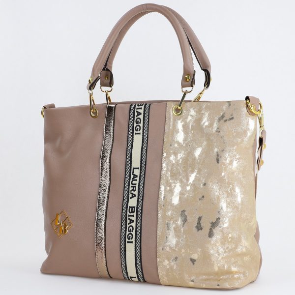 Genti Shopper - Geanta Dama Shopper Piele Ecologica Taupe Bretea de Umar Laura Biaggi BS225SH23090354