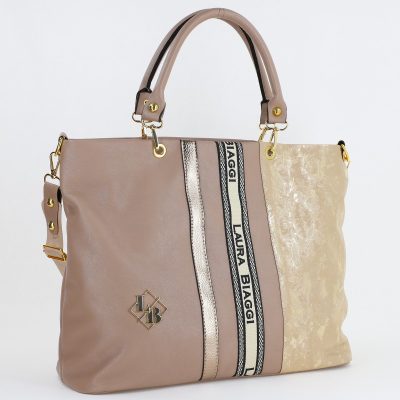 Geanta Dama Shopper Piele Ecologica Taupe Bretea de Umar Laura Biaggi BS225SH23090354