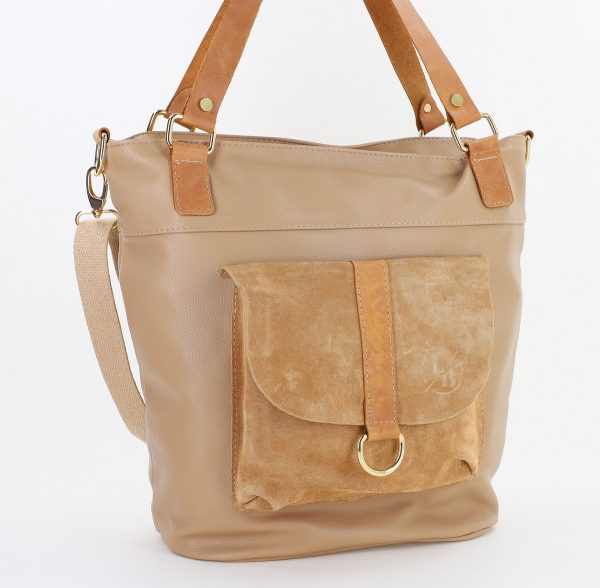 Geanta Dama Shopper Piele Ecologica Taupe Compartiment Laura Biaggi BS32LS23090341 141