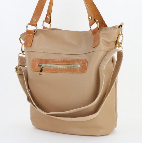 Geanta Dama Shopper Piele Ecologica Taupe Compartiment Laura Biaggi BS32LS23090341 143