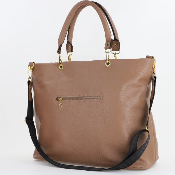 Geanta Dama Shopper Piele Ecologica Taupe cu Auriu Bretea de Umar Laura Biaggi BS225SH23090358 142