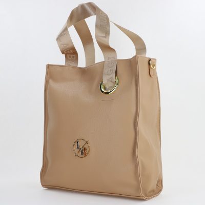 Geanta Shopper de dama din piele ecologica bej cu buzunare si bretea Laura Biaggi BS2038SH23090352