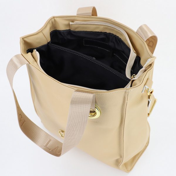 Geanta Shopper de dama din piele ecologica crem cu buzunare si bretea Laura Biaggi BS2038SH23090350 141