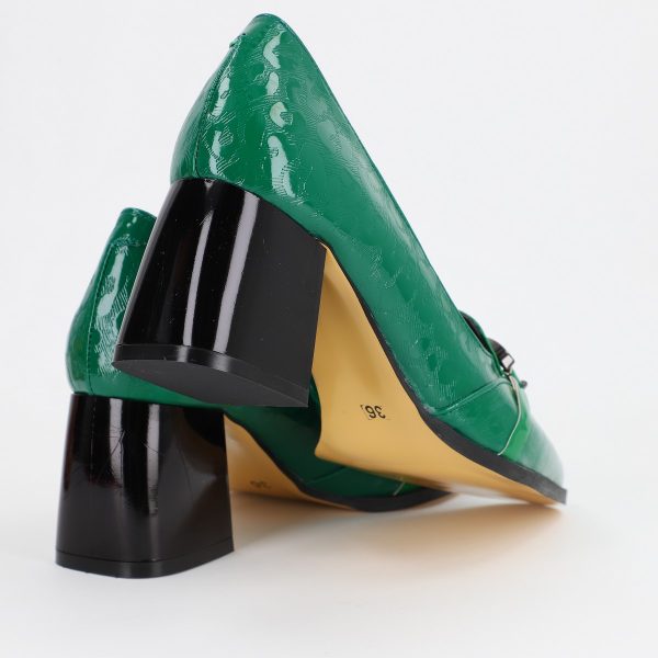 Pantofi Dama cu Toc din Piele Ecologica design cu lant verde - BS520AY2309146 144