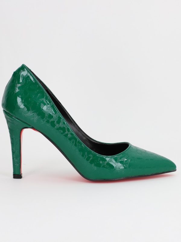 Pantofi Dama cu Toc subtire stiletto Verde cu model (BS799AY2309102) 143