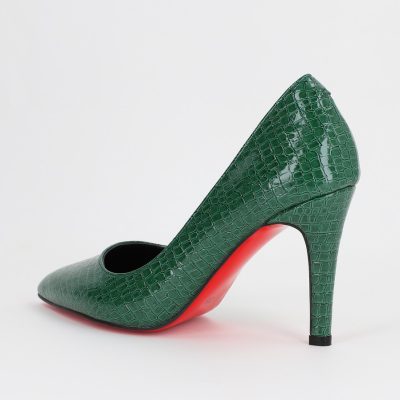 Pantofi Dama cu Toc subtire Verde Texturat stiletto