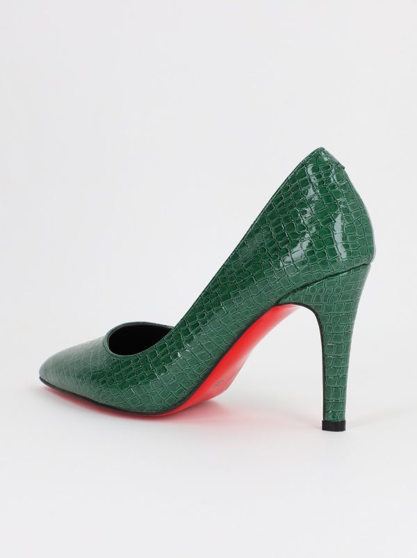 Pantofi Dama cu Toc subtire stiletto Verde Texturat (BS799AY2309108) 141