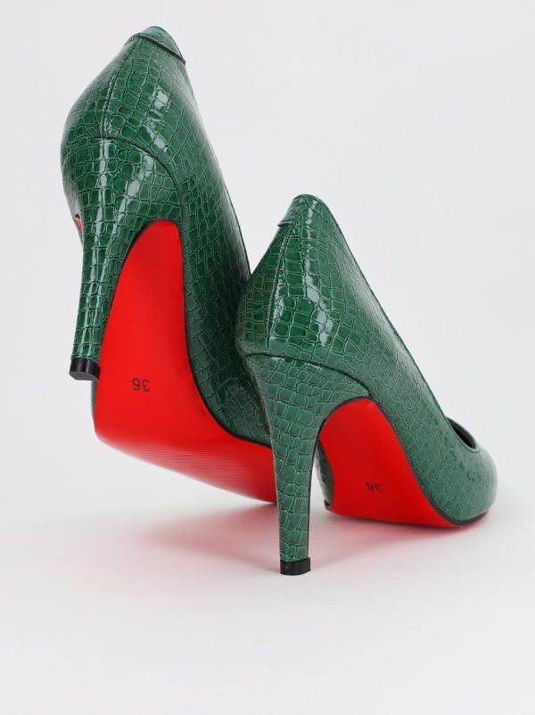 Pantofi Dama cu Toc subtire stiletto Verde Texturat (BS799AY2309108) 142