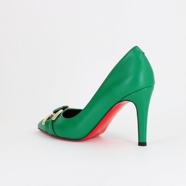 Pantofi Dama stiletto din Piele Eco cu Design Inimioara Verde BS796AY2309134 142