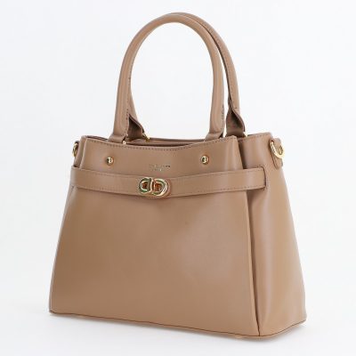 Poseta dama casual de mana din piele ecologica taupe David Jones