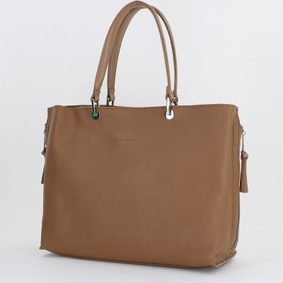 Poseta dama office de mana Taupe din piele eco David Jones