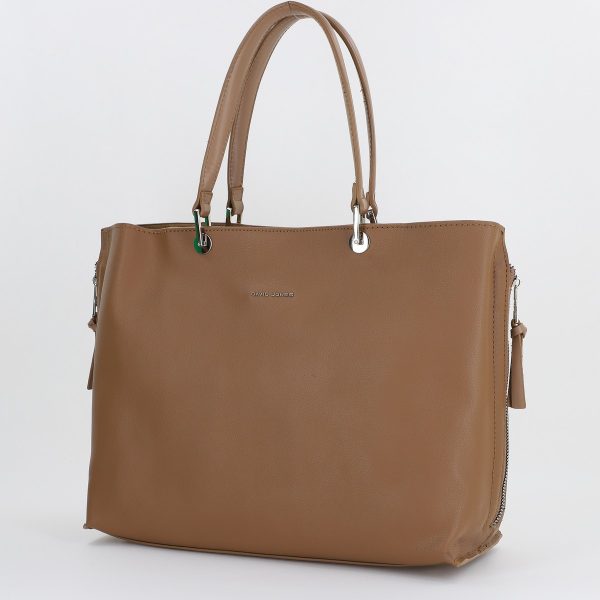 Geanta Casual Dama - Poseta dama office de mana din piele ecologica Taupe David Jones BS6540DJ2309008