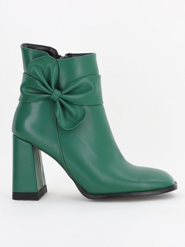 Botine dama din piele ecologică cu fundiță Verde (BS5002BT2310039) 142