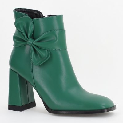 Botine dama din piele ecologică cu fundiță Verde (BS5002BT2310039)